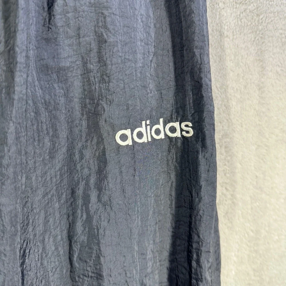 Adidas Track Pants Mens XL Black Vintage Nylon Windbreaker Joggers Zipper Cuffs